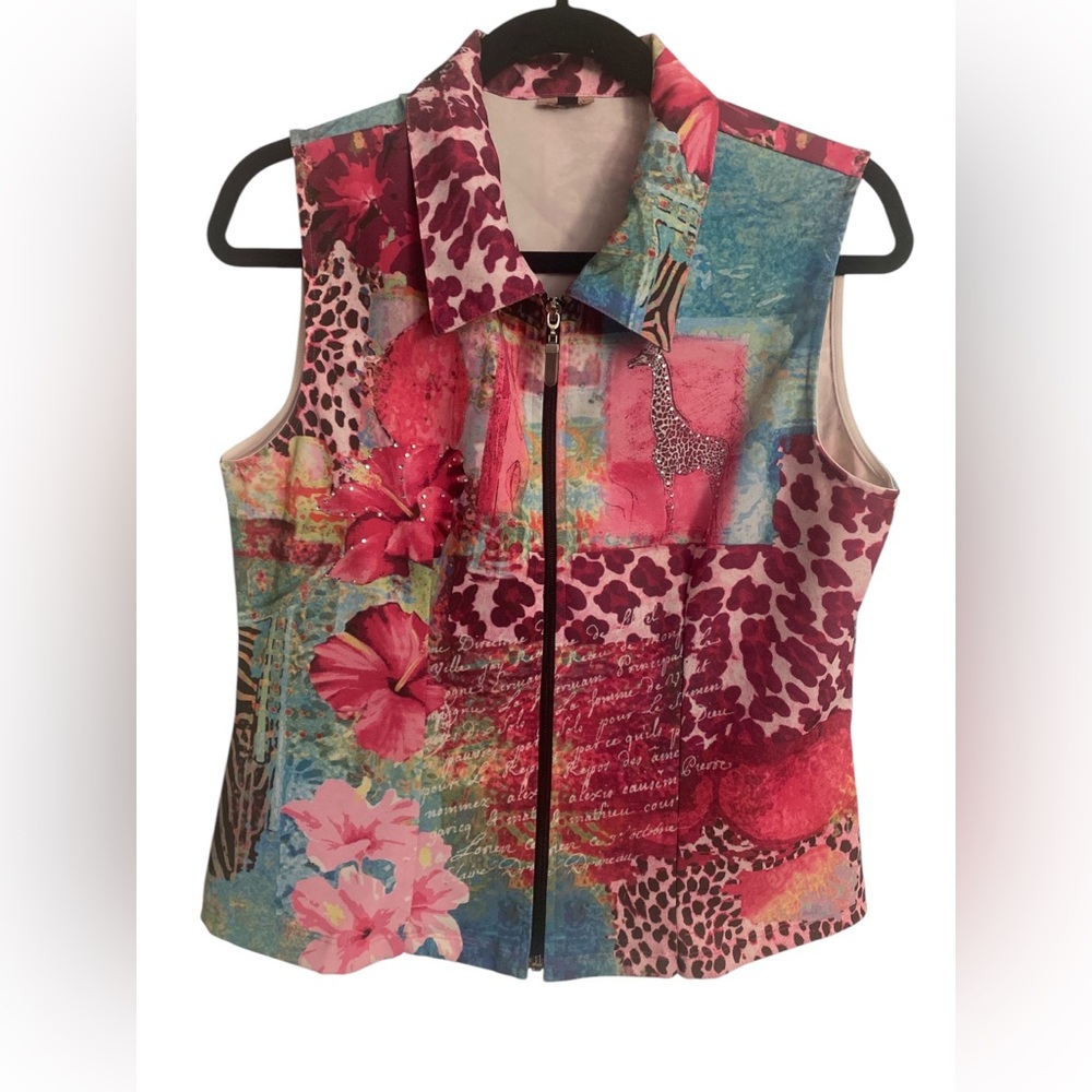 Cubism Colorful Sleeveless Zip-Up Top GUC M